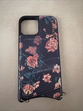 Bandolier Black Floral iPhone Case with Rose Print & Card Slot